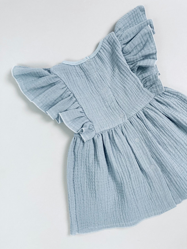 Платье детское с коротким рукавом, серое, Прованс