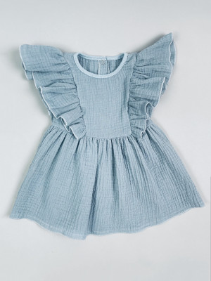 Платье детское с коротким рукавом, серое, Прованс