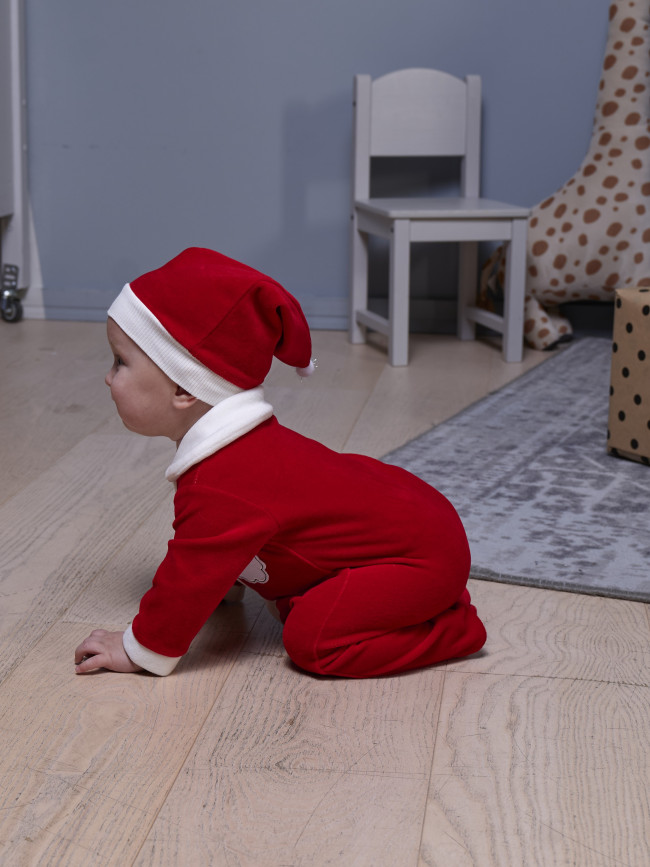 Комбинезон с шапкой, красный, Санта