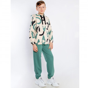 Костюм спортивный, зеленый, Граффити