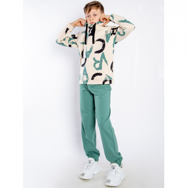 Костюм спортивный, зеленый, Граффити