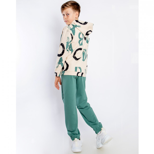 Костюм спортивный, зеленый, Граффити