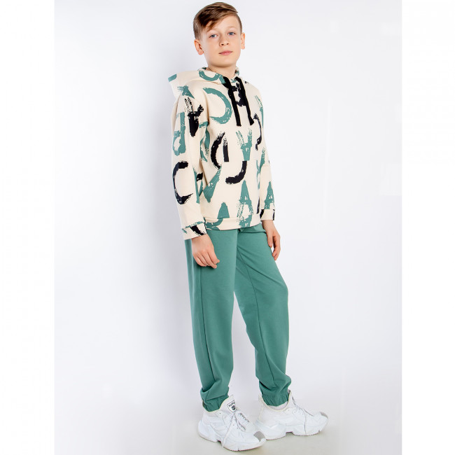 Костюм спортивный, зеленый, Граффити
