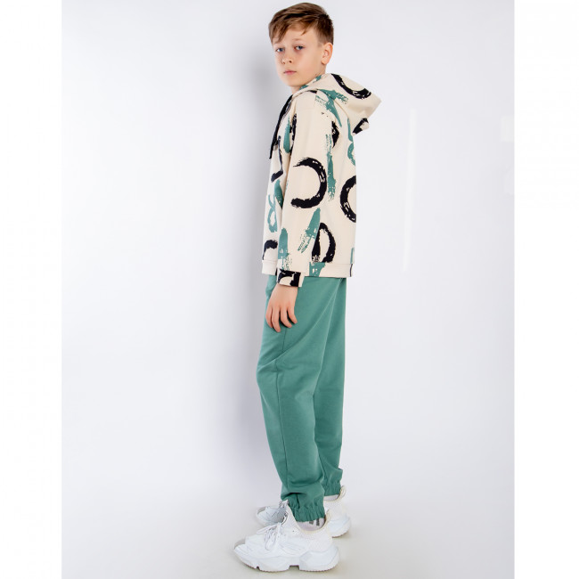 Костюм спортивный, зеленый, Граффити