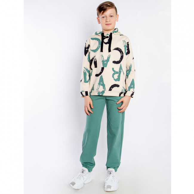 Костюм спортивный, зеленый, Граффити