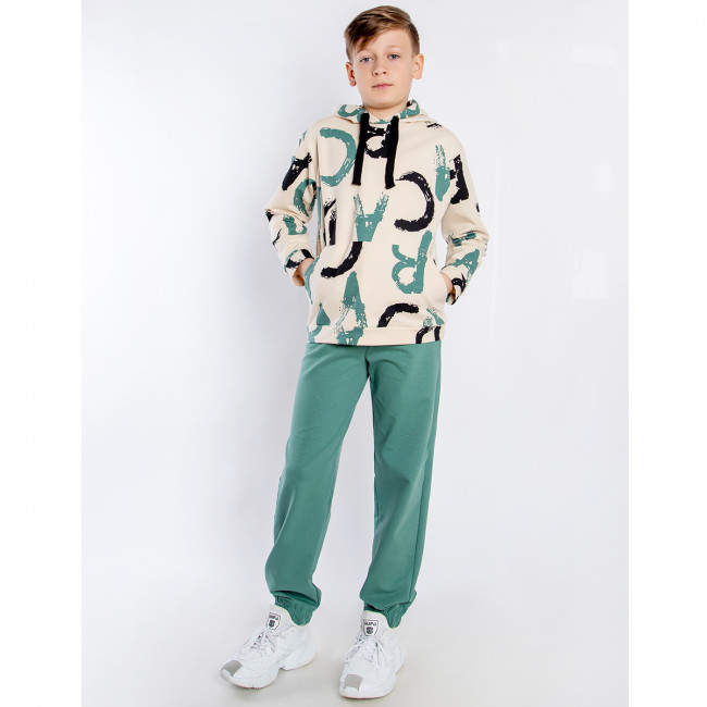 Костюм спортивный, зеленый, Граффити