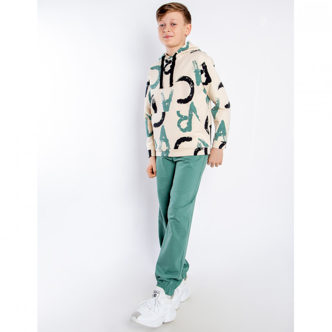 Костюм спортивный, зеленый, Граффити
