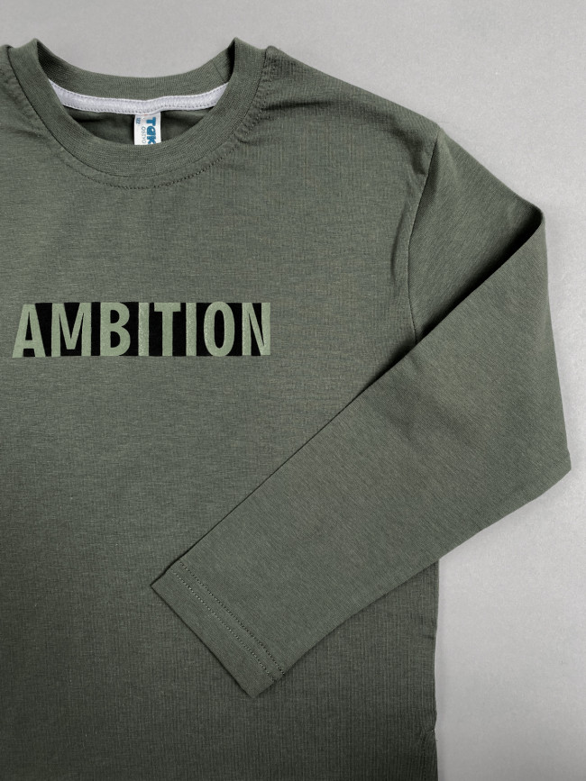 Джемпер лонгслив для мальчика AMBITION, хаки Джемпер лонгслив для мальчика AMBITION, хаки