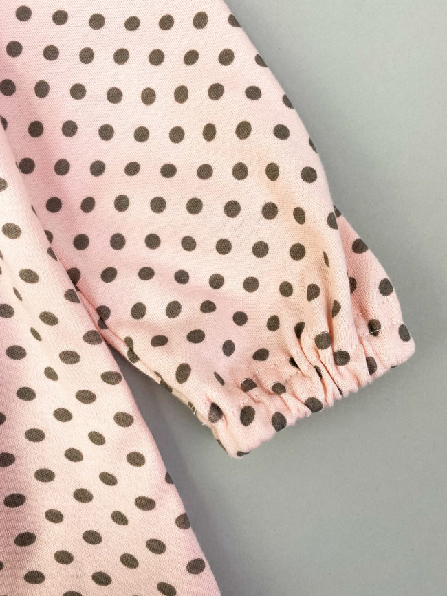 Платье с длинным рукавом, розовое, Горох Платье с длинным рукавом, розовое, Горох