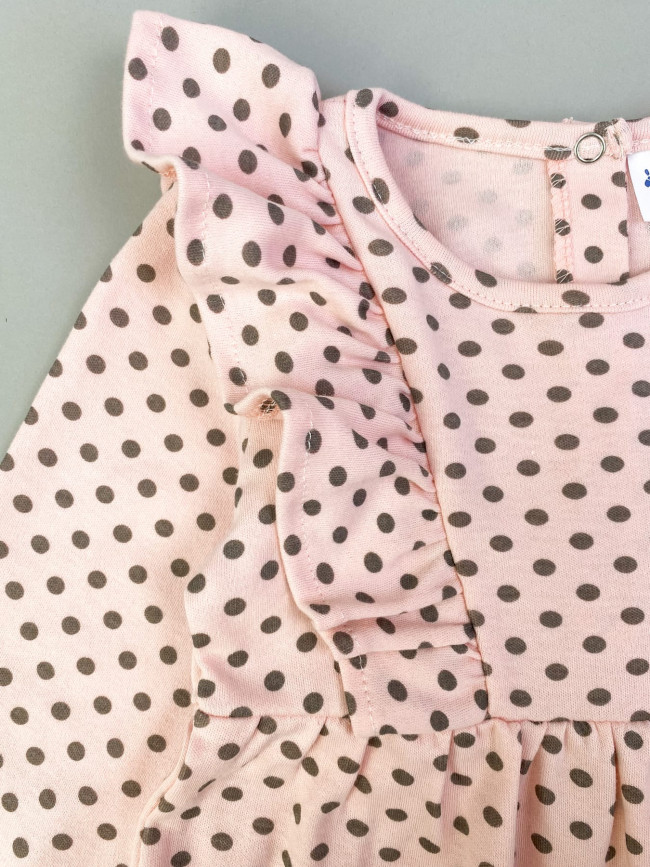 Платье с длинным рукавом, розовое, Горох Платье с длинным рукавом, розовое, Горох