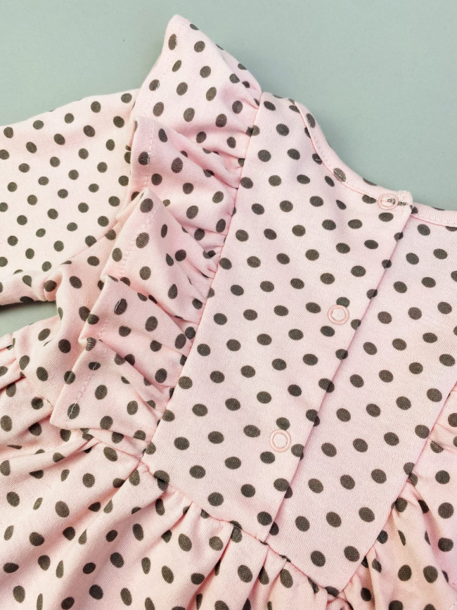 Платье с длинным рукавом, розовое, Горох Платье с длинным рукавом, розовое, Горох