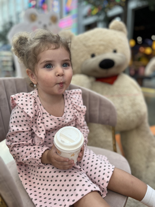 Платье с длинным рукавом, розовое, Горох