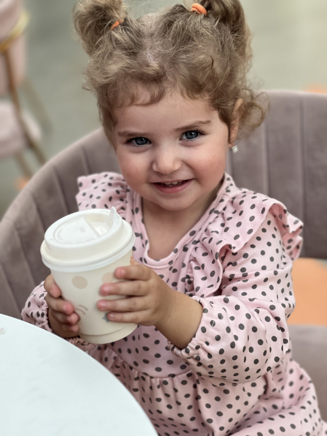 Платье с длинным рукавом, розовое, Горох