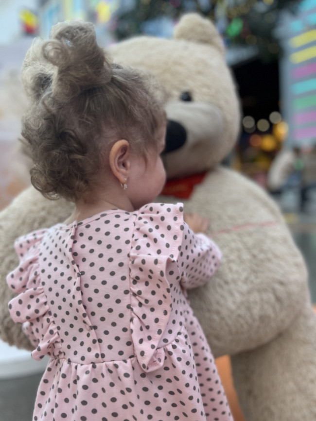 Платье с длинным рукавом, розовое, Горох