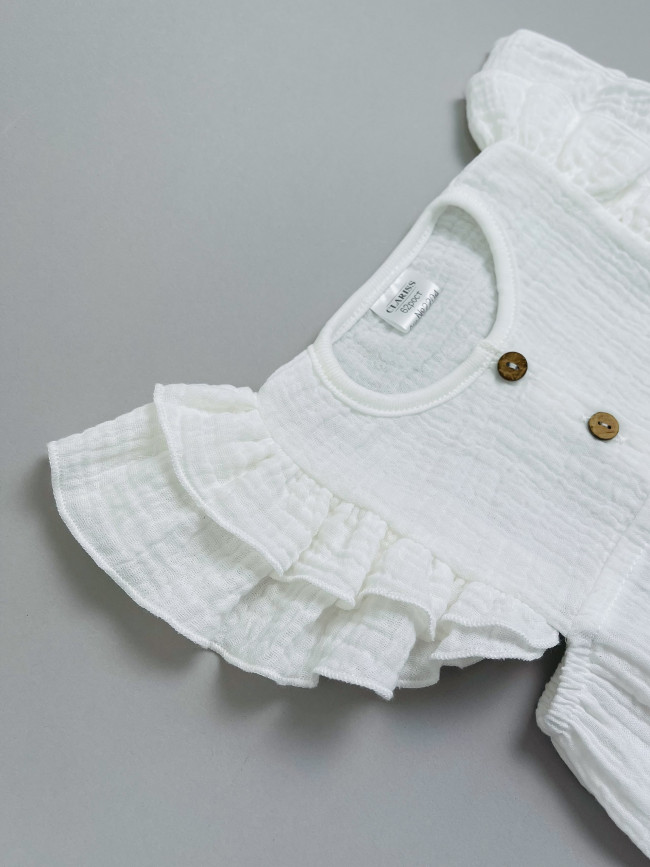 Боди с коротким рукавом крылышком, белое, Прованс Боди с коротким рукавом крылышком, белое, Прованс