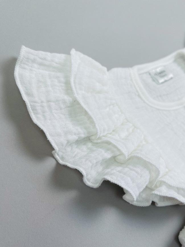 Боди с коротким рукавом крылышком, белое, Прованс Боди с коротким рукавом крылышком, белое, Прованс