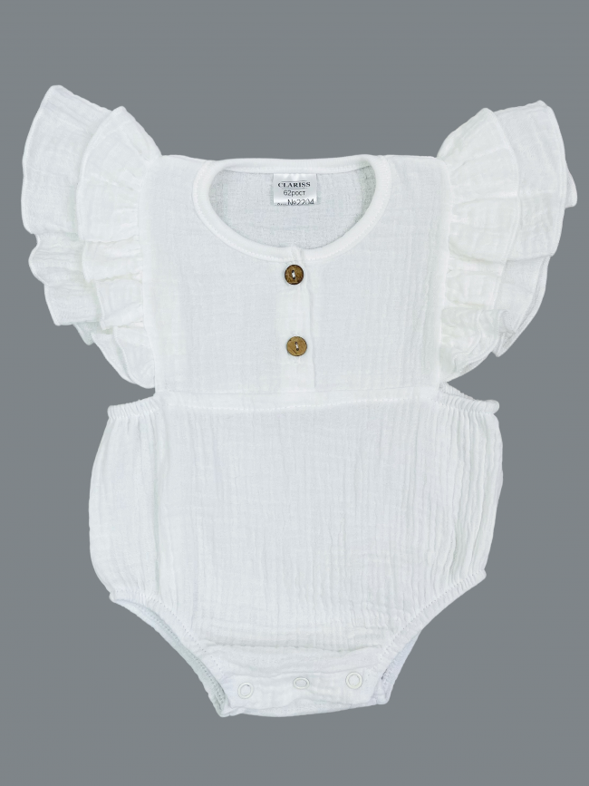 Боди с коротким рукавом крылышком, белое, Прованс Боди с коротким рукавом крылышком, белое, Прованс