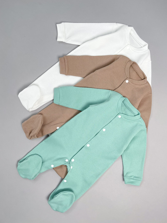 Комплект детских комбинезонов с длинным рукавом, Вафелька, 3 шт.