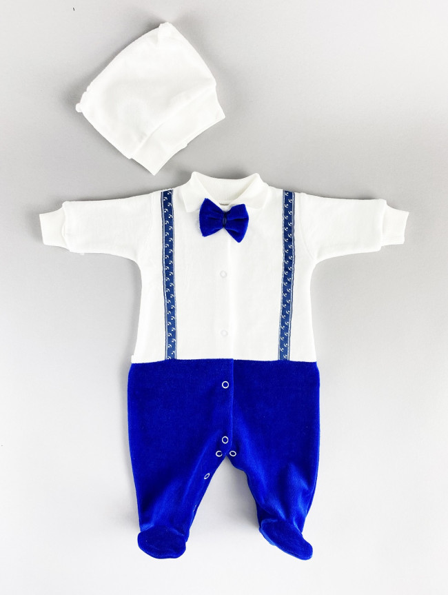 Комбинезон с шапкой, синий, Велюр Подтяжки Комбинезон с шапкой, синий, Велюр Подтяжки