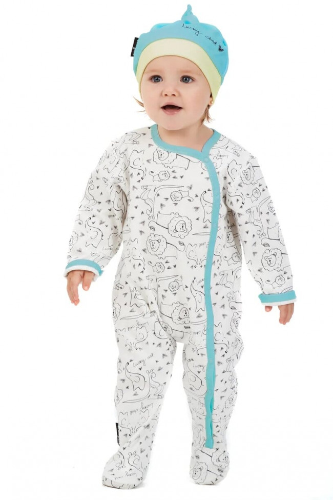 Комбинезон, белый, Зверята, Зоопарк Комбинезон, белый, Зверята, Зоопарк