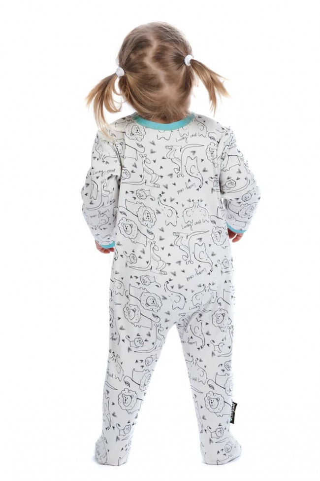 Комбинезон, белый, Зверята, Зоопарк Комбинезон, белый, Зверята, Зоопарк