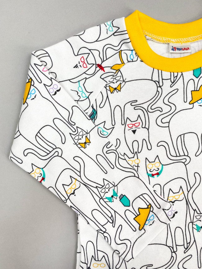 Детский джемпер, белый, Коты