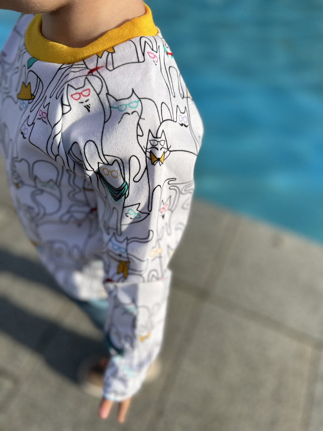 Детский джемпер, белый, Коты