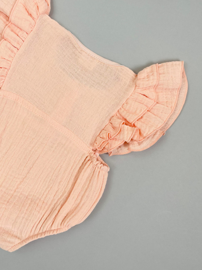 Боди с коротким рукавом крылышком, абрикосовое, Прованс