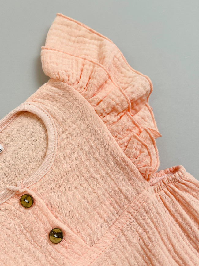 Боди с коротким рукавом крылышком, абрикосовое, Прованс