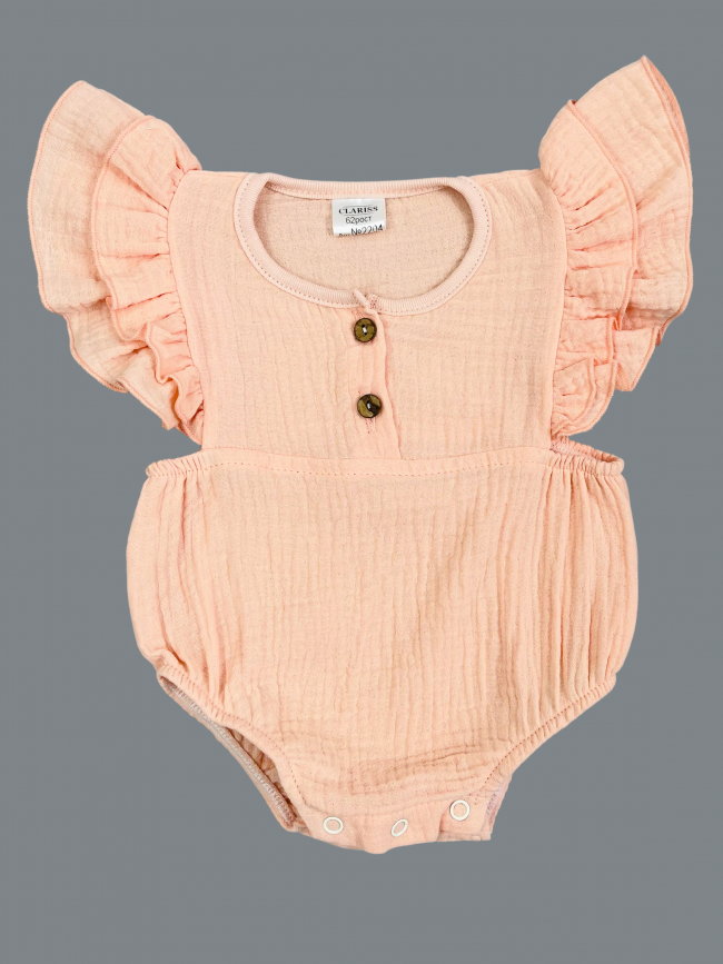 Боди с коротким рукавом крылышком, абрикосовое, Прованс