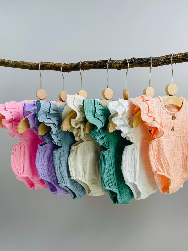 Боди с коротким рукавом крылышком, абрикосовое, Прованс