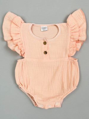 Боди с коротким рукавом крылышком, абрикосовое, Прованс