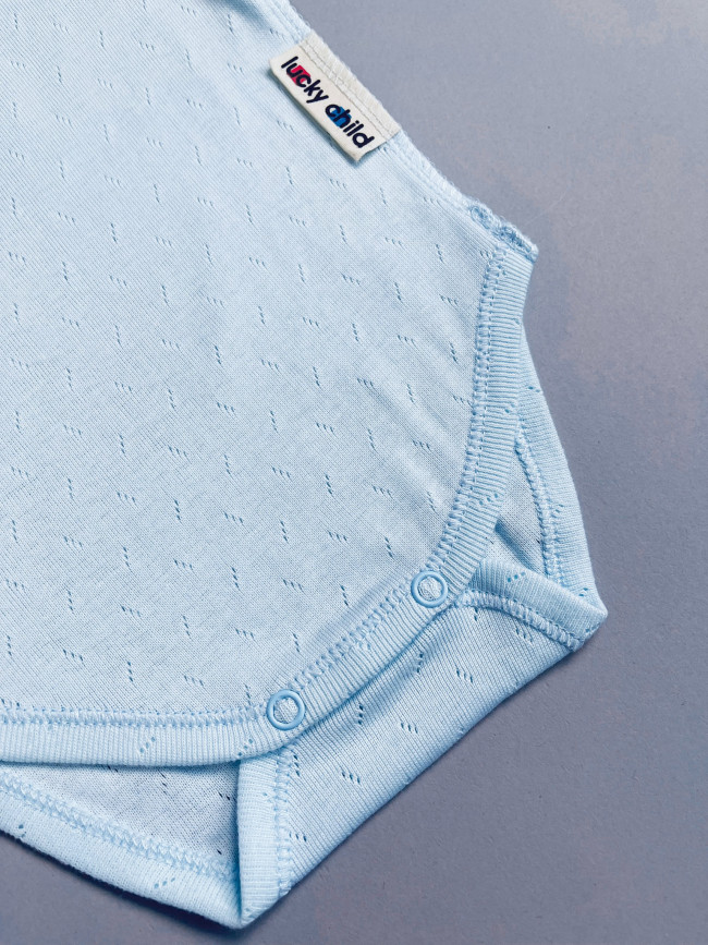 Боди детский, с коротким рукавом, голубой, Ажур Боди детский, с коротким рукавом, голубой, Ажур