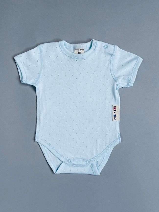 Боди детский, с коротким рукавом, голубой, Ажур Боди детский, с коротким рукавом, голубой, Ажур