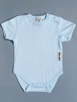Боди детский, с коротким рукавом, голубой, Ажур