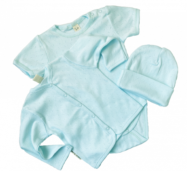 Кофточка  детская, голубая, Ажур