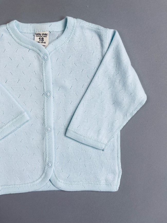 Кофточка  детская, голубая, Ажур