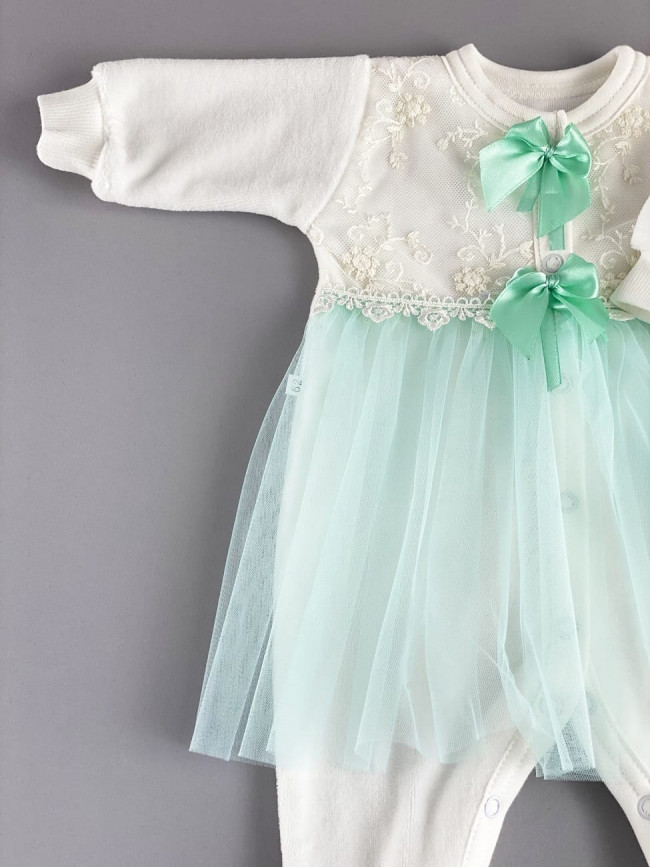 Комбинезон с шапкой и юбкой, бирюзовый, Велюр Комбинезон с шапкой и юбкой, бирюзовый, Велюр