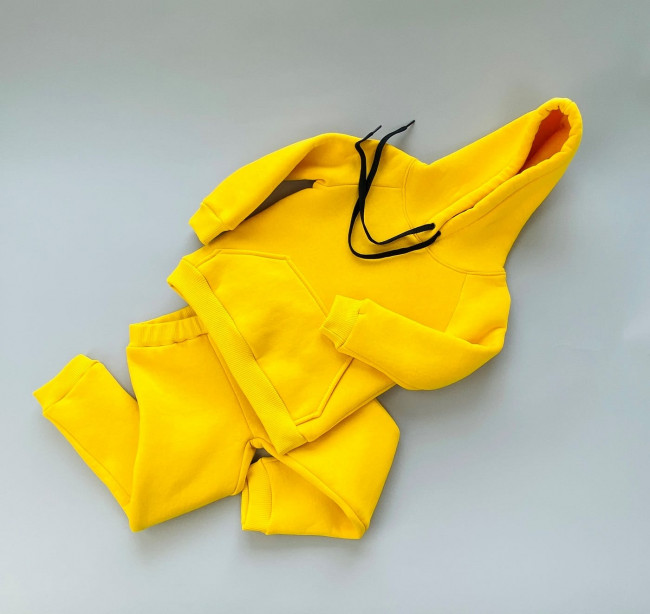 Костюм спортивный, утепленный, желтый