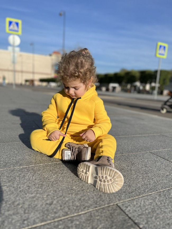 Костюм спортивный, утепленный, желтый