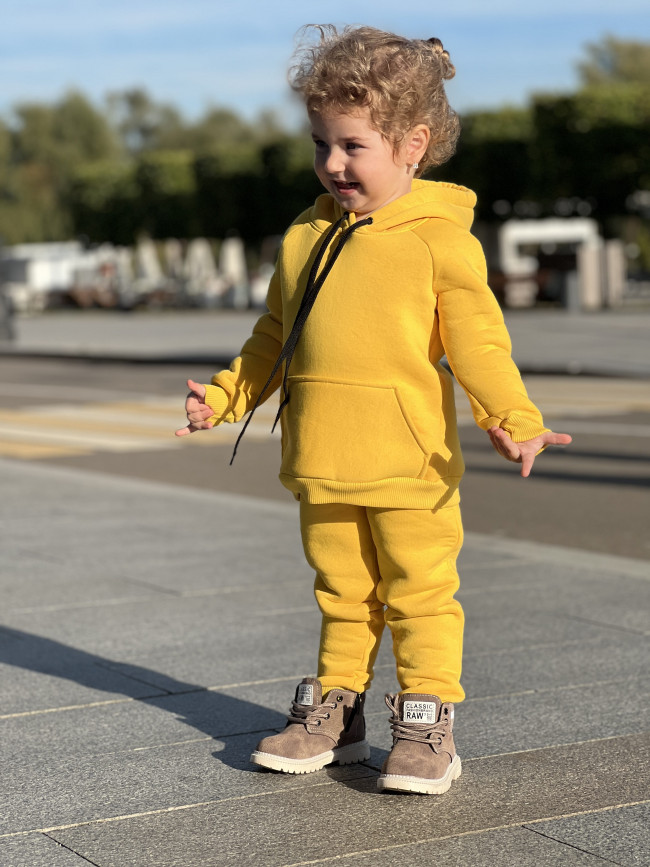 Костюм спортивный, утепленный, желтый