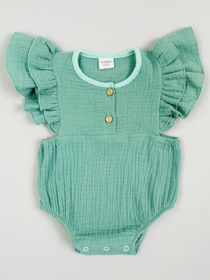 Боди с коротким рукавом крылышком, зеленое, Прованс