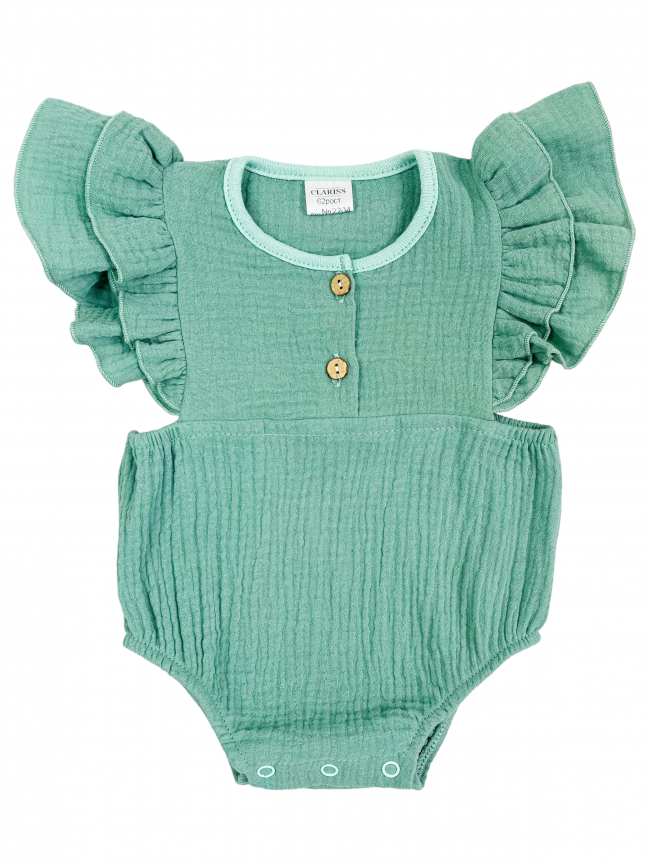 Боди с коротким рукавом крылышком, зеленое, Прованс Боди с коротким рукавом крылышком, зеленое, Прованс