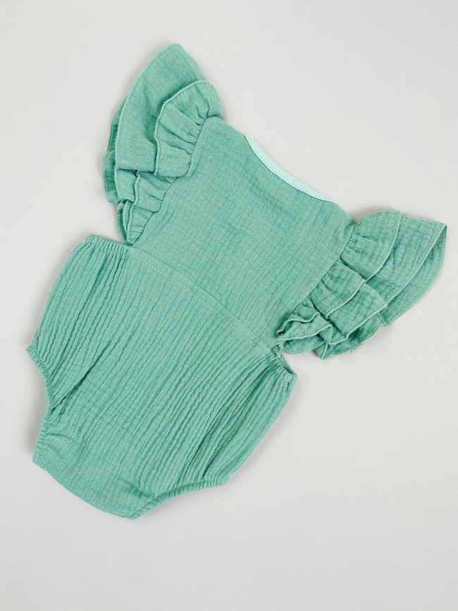 Боди с коротким рукавом крылышком, зеленое, Прованс Боди с коротким рукавом крылышком, зеленое, Прованс