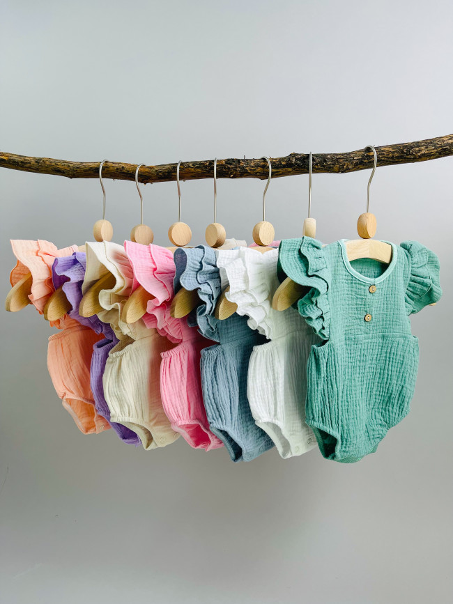 Боди с коротким рукавом крылышком, зеленое, Прованс Боди с коротким рукавом крылышком, зеленое, Прованс