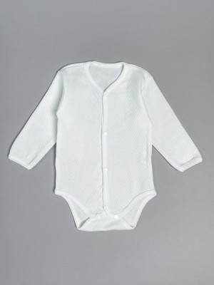 Боди детское с длинным рукавом, Вафелька, белое
