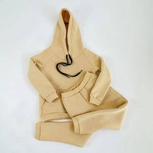 Костюм спортивный, утепленный, сливочный