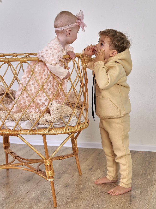 Костюм спортивный, утепленный, сливочный Костюм спортивный, утепленный, сливочный