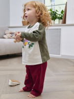 Джемпер лонгслив с начесом для девочки Птичка на ветке, белый