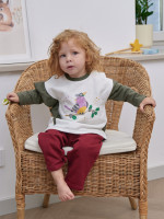 Джемпер лонгслив с начесом для девочки Птичка на ветке, белый